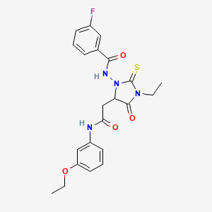 N-(5-{2-[(3-ethoxyphenyl)amino]-2-oxoethyl}-3-ethyl-4-oxo-2-thioxoimidazolidin-1-yl)-3-fluorobenzamide