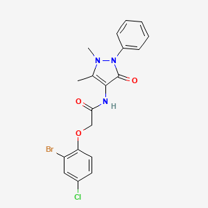 molecular formula C19H17BrClN3O3 B15006089 2-(2-bromo-4-chlorophenoxy)-N-(1,5-dimethyl-3-oxo-2-phenyl-2,3-dihydro-1H-pyrazol-4-yl)acetamide 