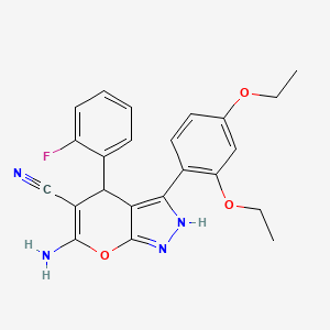 molecular formula C23H21FN4O3 B15006101 6-Amino-3-(2,4-diethoxyphenyl)-4-(2-fluorophenyl)-1,4-dihydropyrano[2,3-c]pyrazole-5-carbonitrile 