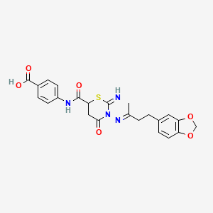 molecular formula C23H22N4O6S B15006109 4-{[(3-{[(2E)-4-(1,3-benzodioxol-5-yl)butan-2-ylidene]amino}-2-imino-4-oxo-1,3-thiazinan-6-yl)carbonyl]amino}benzoic acid 