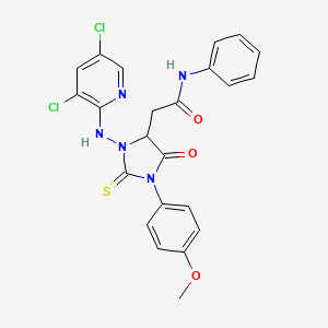 molecular formula C23H19Cl2N5O3S B15006158 2-{3-[(3,5-Dichloropyridin-2-YL)amino]-1-(4-methoxyphenyl)-5-oxo-2-sulfanylideneimidazolidin-4-YL}-N-phenylacetamide 