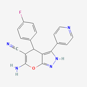 6-Amino-4-(4-fluorophenyl)-3-(pyridin-4-yl)-1,4-dihydropyrano[2,3-c]pyrazole-5-carbonitrile