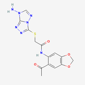 N-(6-acetyl-1,3-benzodioxol-5-yl)-2-[(7-amino-7H-[1,2,4]triazolo[4,3-b][1,2,4]triazol-3-yl)sulfanyl]acetamide