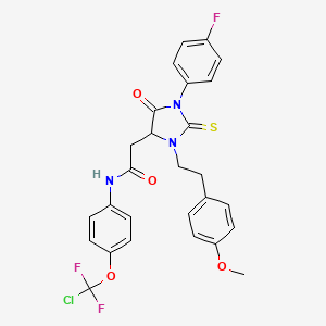 N-{4-[chloro(difluoro)methoxy]phenyl}-2-{1-(4-fluorophenyl)-3-[2-(4-methoxyphenyl)ethyl]-5-oxo-2-thioxoimidazolidin-4-yl}acetamide