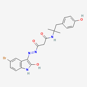 molecular formula C21H21BrN4O4 B15006315 3-[(2E)-2-(5-bromo-2-oxo-1,2-dihydro-3H-indol-3-ylidene)hydrazino]-N-[2-(4-hydroxyphenyl)-1,1-dimethylethyl]-3-oxopropanamide 