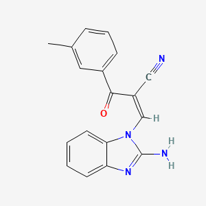 molecular formula C18H14N4O B15006386 (2Z)-3-(2-amino-1H-benzimidazol-1-yl)-2-[(3-methylphenyl)carbonyl]prop-2-enenitrile 