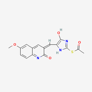 S-{(4Z)-4-[(2-hydroxy-6-methoxyquinolin-3-yl)methylidene]-5-oxo-4,5-dihydro-1H-imidazol-2-yl} ethanethioate