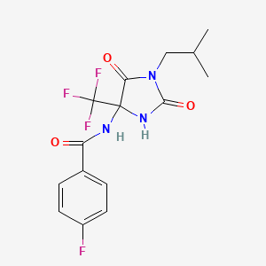 molecular formula C15H15F4N3O3 B15006467 4-fluoro-N-[1-(2-methylpropyl)-2,5-dioxo-4-(trifluoromethyl)imidazolidin-4-yl]benzamide 