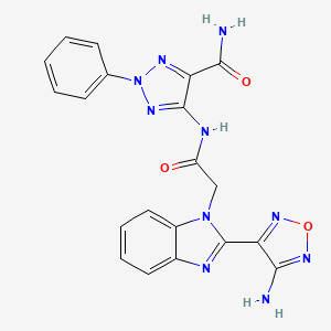 molecular formula C20H16N10O3 B15006476 5-({[2-(4-amino-1,2,5-oxadiazol-3-yl)-1H-benzimidazol-1-yl]acetyl}amino)-2-phenyl-2H-1,2,3-triazole-4-carboxamide 