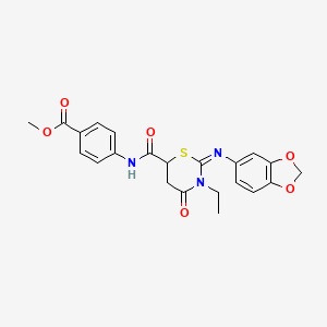 molecular formula C22H21N3O6S B15006481 methyl 4-({[(2Z)-2-(1,3-benzodioxol-5-ylimino)-3-ethyl-4-oxo-1,3-thiazinan-6-yl]carbonyl}amino)benzoate 