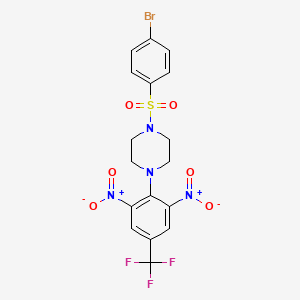 molecular formula C17H14BrF3N4O6S B15006523 1-[(4-Bromophenyl)sulfonyl]-4-[2,6-dinitro-4-(trifluoromethyl)phenyl]piperazine 