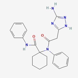 molecular formula C23H26N6O2 B15006529 1-{[(3-amino-1H-1,2,4-triazol-5-yl)acetyl](phenyl)amino}-N-phenylcyclohexanecarboxamide 