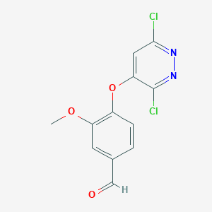 molecular formula C12H8Cl2N2O3 B15006570 4-[(3,6-Dichloropyridazin-4-yl)oxy]-3-methoxybenzaldehyde 