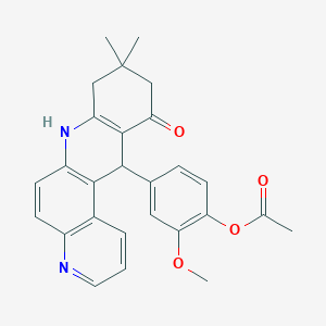 molecular formula C27H26N2O4 B15006571 4-(9,9-Dimethyl-11-oxo-7,8,9,10,11,12-hexahydrobenzo[b][4,7]phenanthrolin-12-yl)-2-methoxyphenyl acetate 