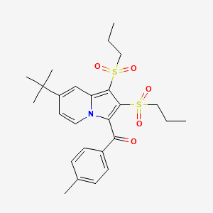 molecular formula C26H33NO5S2 B15006577 [7-Tert-butyl-1,2-bis(propylsulfonyl)indolizin-3-yl](4-methylphenyl)methanone 