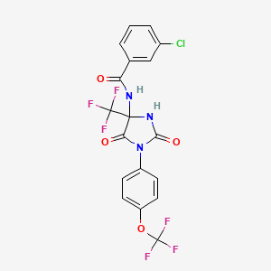 3-chloro-N-{2,5-dioxo-1-[4-(trifluoromethoxy)phenyl]-4-(trifluoromethyl)imidazolidin-4-yl}benzamide