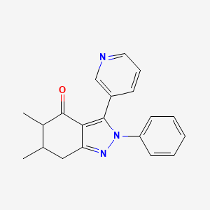 molecular formula C20H19N3O B15006600 Indazol-4-one, 5,6-dimethyl-2-phenyl-3-pyridin-3-yl-2,5,6,7-tetrahydro- 