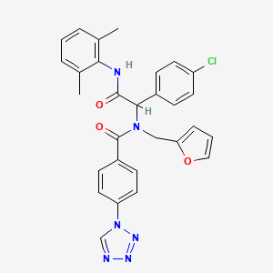 molecular formula C29H25ClN6O3 B15006634 N-{1-(4-chlorophenyl)-2-[(2,6-dimethylphenyl)amino]-2-oxoethyl}-N-(furan-2-ylmethyl)-4-(1H-tetrazol-1-yl)benzamide 