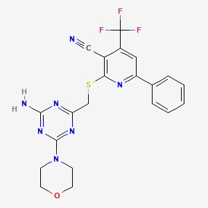 2-{[(4-Amino-6-morpholin-4-yl-1,3,5-triazin-2-yl)methyl]thio}-6-phenyl-4-(trifluoromethyl)nicotinonitrile