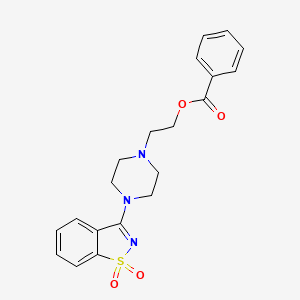 molecular formula C20H21N3O4S B15006707 2-[4-(1,1-dioxo-1H-1,2-benzisothiazol-3-yl)piperazino]ethyl benzoate 