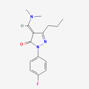 molecular formula C15H18FN3O B15006732 (4E)-4-[(dimethylamino)methylidene]-2-(4-fluorophenyl)-5-propyl-2,4-dihydro-3H-pyrazol-3-one 