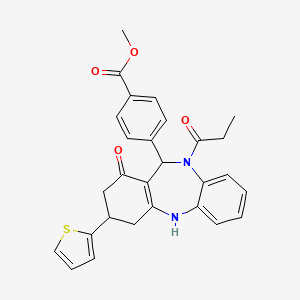 methyl 4-[1-oxo-10-propionyl-3-(2-thienyl)-2,3,4,5,10,11-hexahydro-1H-dibenzo[b,e][1,4]diazepin-11-yl]benzoate