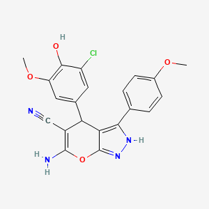 6-Amino-4-(3-chloro-4-hydroxy-5-methoxyphenyl)-3-(4-methoxyphenyl)-1,4-dihydropyrano[2,3-c]pyrazole-5-carbonitrile