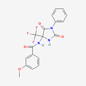 molecular formula C18H14F3N3O4 B15006764 N-[2,5-dioxo-1-phenyl-4-(trifluoromethyl)imidazolidin-4-yl]-3-methoxybenzamide 