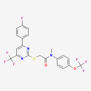 molecular formula C21H14F7N3O2S B15006774 2-{[4-(4-fluorophenyl)-6-(trifluoromethyl)pyrimidin-2-yl]sulfanyl}-N-methyl-N-[4-(trifluoromethoxy)phenyl]acetamide 