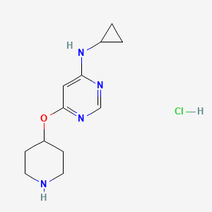 molecular formula C12H19ClN4O B1500679 N-cyclopropyl-6-(piperidin-4-yloxy)pyrimidin-4-amine hydrochloride CAS No. 1185308-71-7