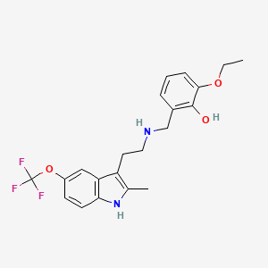 2-ethoxy-6-[({2-[2-methyl-5-(trifluoromethoxy)-1H-indol-3-yl]ethyl}amino)methyl]phenol