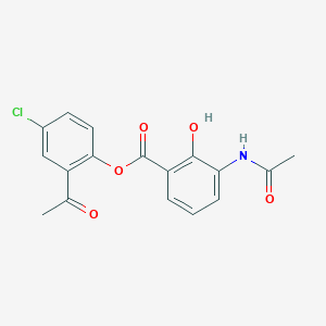 molecular formula C17H14ClNO5 B15006874 2-Acetyl-4-chlorophenyl 3-(acetylamino)-2-hydroxybenzoate 