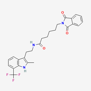 molecular formula C26H26F3N3O3 B15006877 6-(1,3-dioxo-1,3-dihydro-2H-isoindol-2-yl)-N-{2-[2-methyl-7-(trifluoromethyl)-1H-indol-3-yl]ethyl}hexanamide 