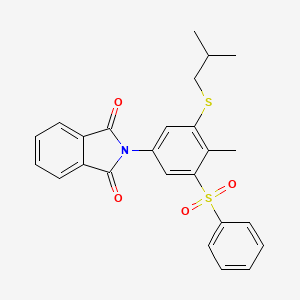 molecular formula C25H23NO4S2 B15006908 2-{4-methyl-3-[(2-methylpropyl)sulfanyl]-5-(phenylsulfonyl)phenyl}-1H-isoindole-1,3(2H)-dione 