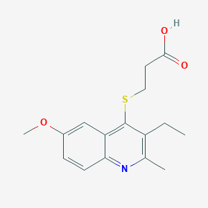 molecular formula C16H19NO3S B15006919 3-[(3-Ethyl-6-methoxy-2-methylquinolin-4-yl)sulfanyl]propanoic acid 