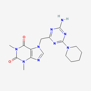 molecular formula C16H21N9O2 B15006970 7-{[4-amino-6-(piperidin-1-yl)-1,3,5-triazin-2-yl]methyl}-1,3-dimethyl-3,7-dihydro-1H-purine-2,6-dione 