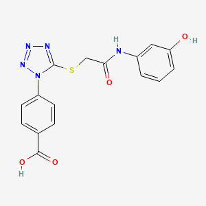 molecular formula C16H13N5O4S B15007050 4-[5-({2-[(3-hydroxyphenyl)amino]-2-oxoethyl}sulfanyl)-1H-tetrazol-1-yl]benzoic acid 