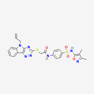 molecular formula C25H23N7O4S2 B15007061 N-{4-[(3,4-dimethyl-1,2-oxazol-5-yl)sulfamoyl]phenyl}-2-{[5-(prop-2-en-1-yl)-5H-[1,2,4]triazino[5,6-b]indol-3-yl]sulfanyl}acetamide 