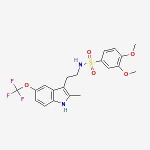 molecular formula C20H21F3N2O5S B15007066 3,4-dimethoxy-N-{2-[2-methyl-5-(trifluoromethoxy)-1H-indol-3-yl]ethyl}benzenesulfonamide 