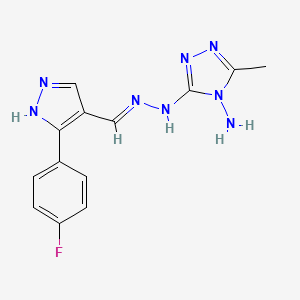 3-[(2E)-2-{[3-(4-fluorophenyl)-1H-pyrazol-4-yl]methylidene}hydrazinyl]-5-methyl-4H-1,2,4-triazol-4-amine