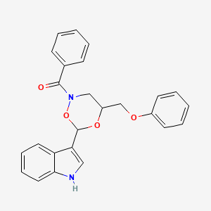 molecular formula C25H22N2O4 B15007112 [6-(1H-indol-3-yl)-4-(phenoxymethyl)-1,5,2-dioxazinan-2-yl](phenyl)methanone 