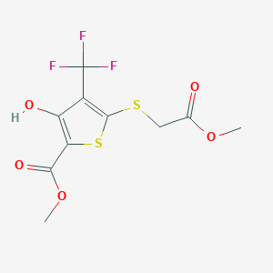 molecular formula C10H9F3O5S2 B15007119 Methyl 3-hydroxy-5-[(2-methoxy-2-oxoethyl)sulfanyl]-4-(trifluoromethyl)thiophene-2-carboxylate 