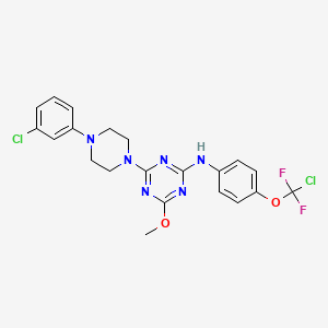 molecular formula C21H20Cl2F2N6O2 B15007143 N-{4-[chloro(difluoro)methoxy]phenyl}-4-[4-(3-chlorophenyl)piperazin-1-yl]-6-methoxy-1,3,5-triazin-2-amine 