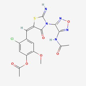 molecular formula C17H14ClN5O6S B15007160 4-[(E)-{3-[4-(acetylamino)-1,2,5-oxadiazol-3-yl]-2-imino-4-oxo-1,3-thiazolidin-5-ylidene}methyl]-5-chloro-2-methoxyphenyl acetate 