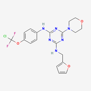 molecular formula C19H19ClF2N6O3 B15007165 N-{4-[chloro(difluoro)methoxy]phenyl}-N'-(furan-2-ylmethyl)-6-(morpholin-4-yl)-1,3,5-triazine-2,4-diamine 