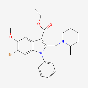 molecular formula C25H29BrN2O3 B15007274 ethyl 6-bromo-5-methoxy-2-[(2-methylpiperidin-1-yl)methyl]-1-phenyl-1H-indole-3-carboxylate 