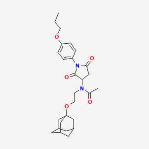 molecular formula C27H36N2O5 B15007309 N-[2-(1-adamantyloxy)ethyl]-N-[2,5-dioxo-1-(4-propoxyphenyl)pyrrolidin-3-yl]acetamide 