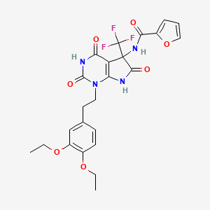 molecular formula C24H23F3N4O7 B15007316 N-{1-[2-(3,4-diethoxyphenyl)ethyl]-2,4,6-trioxo-5-(trifluoromethyl)-2,3,4,5,6,7-hexahydro-1H-pyrrolo[2,3-d]pyrimidin-5-yl}furan-2-carboxamide 