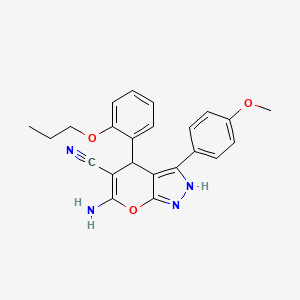 molecular formula C23H22N4O3 B15007332 6-Amino-3-(4-methoxyphenyl)-4-(2-propoxyphenyl)-1,4-dihydropyrano[2,3-c]pyrazole-5-carbonitrile 