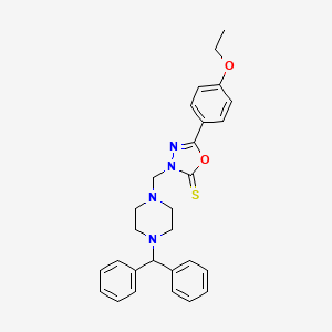 molecular formula C28H30N4O2S B15007338 3-{[4-(diphenylmethyl)piperazin-1-yl]methyl}-5-(4-ethoxyphenyl)-1,3,4-oxadiazole-2(3H)-thione 